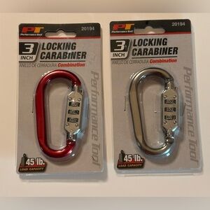 Performance tool Locking Carabiner 3 inch one red & one silver
